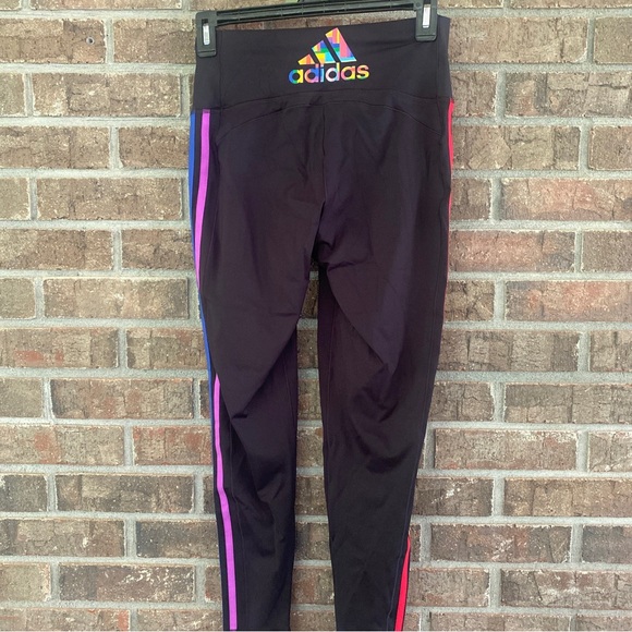 Women's Black Rainbow Stripe Leggings - Picture 2 of 2